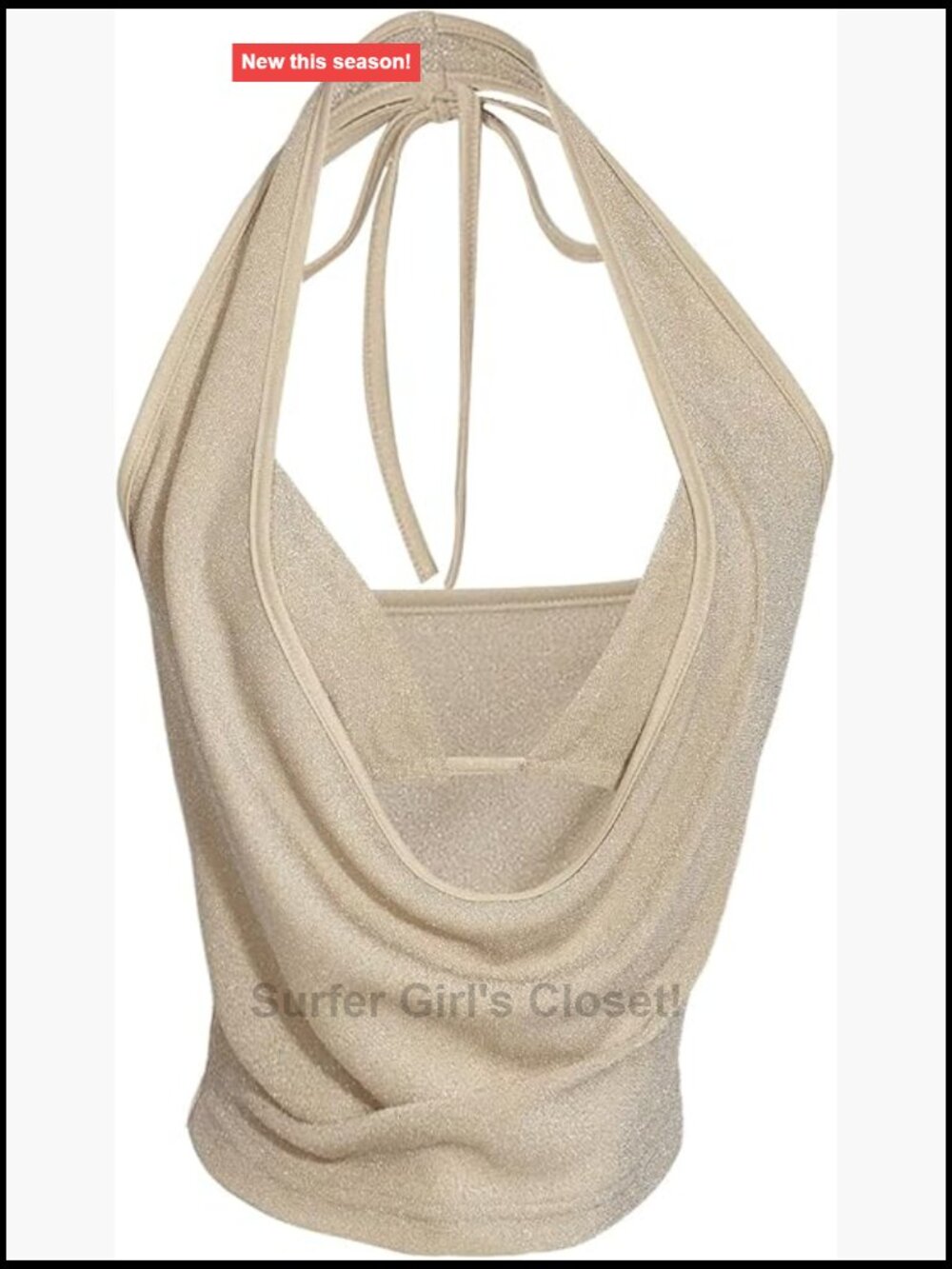 Y2K Halter Tank Top with Bra - Draped V-Neck Going Out Top
